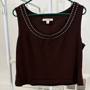 St. John Dark Brown Tank Top with Stitch Detail